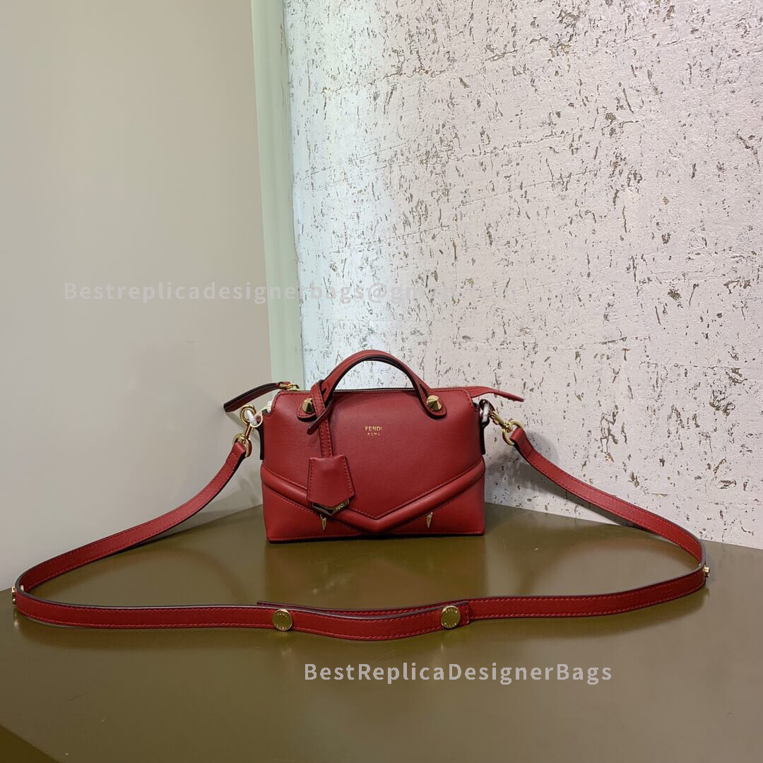 Fendi By The Way Mini Red Leather Small Boston Bag 1149